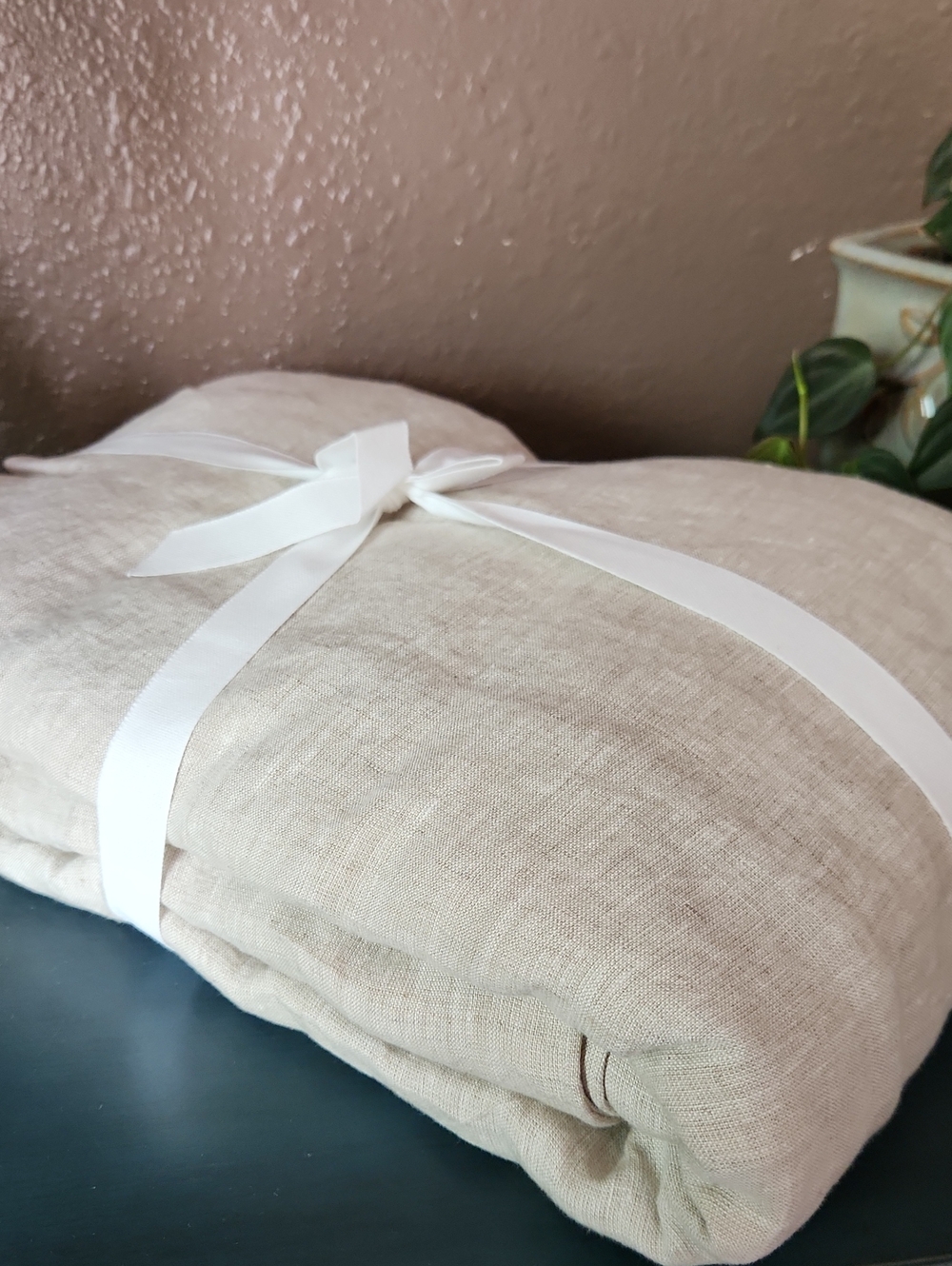 Quince Queen European Linen Duvet Cover With Shams in Natural Chambray, NWOT